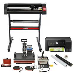 Heat Press Vinyl Cutter Plotter 5in1 Tshirt Sublimation Printing SignCut Package