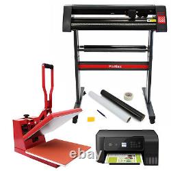 Heat Press Vinyl Cutter Plotter Tshirt Clam Sublimation Printing SignCut Package