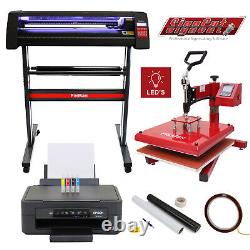 Swing Heat Press Vinyl Cutter Sublimation Printer LED Plotter Machine Weeding