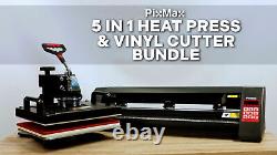 PixMax 5en1 Coupeur de Vinyle Traceur Presse à Chaleur T-Shirt Casquette Forfait SignCut Transfert
